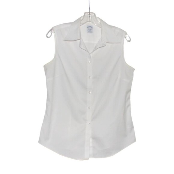 Brooks Brothers 1818 Sleeveless Shirt White Button Down  Fitted Non-Iron Sz 10 - Picture 2 of 4